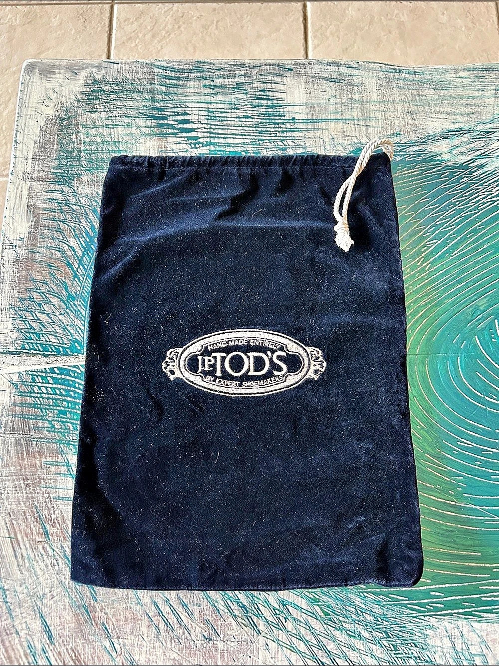 TOD'S Vintage J.P. Tod's Logo Dust Bag Velvet Drawstring Pouch Like New